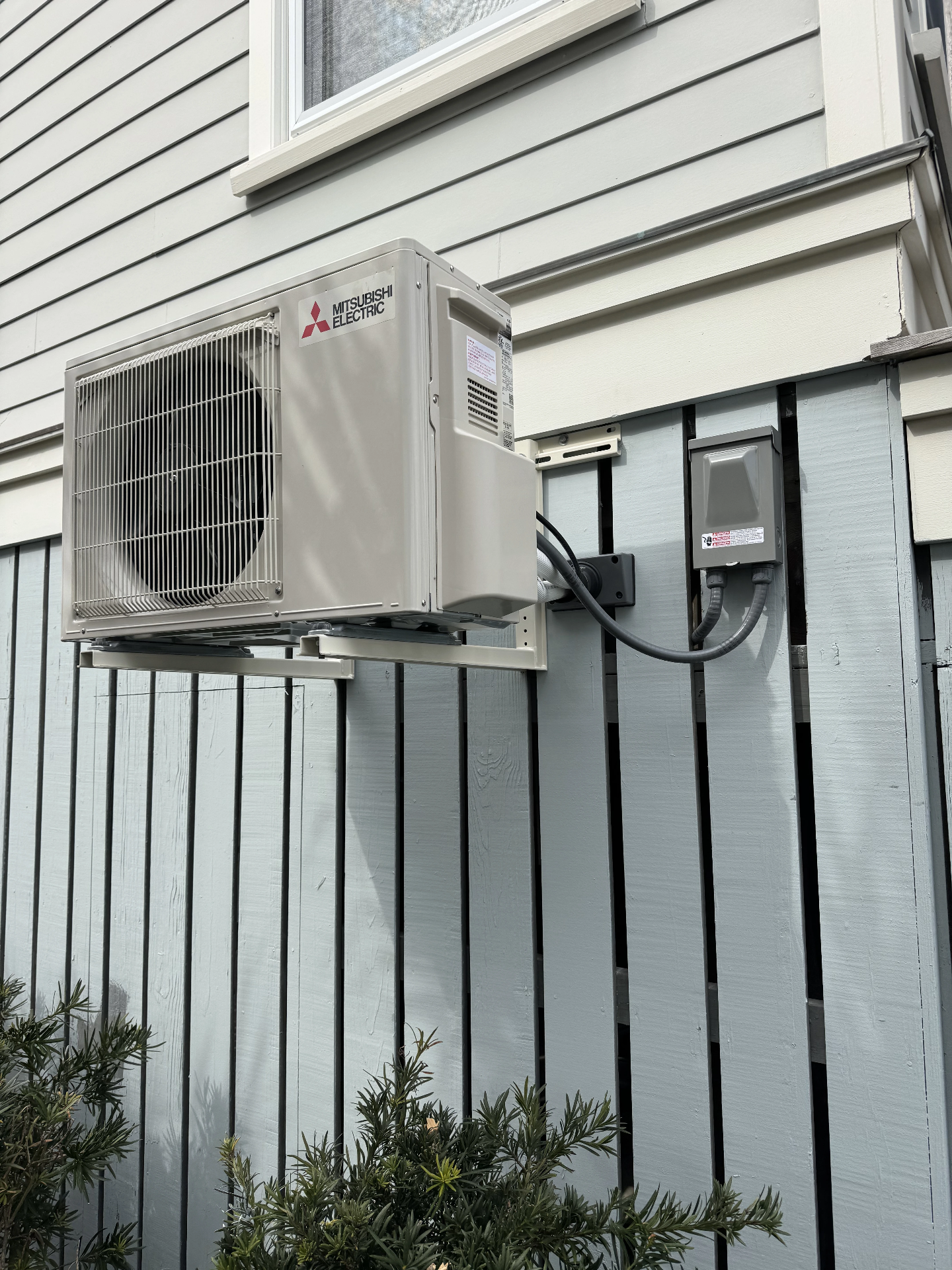 Ductless mini split outdoor condenser unit installed at North Charleston residence